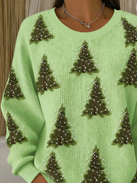 Casual Crew Neck Christmas Sweatshirt Printing