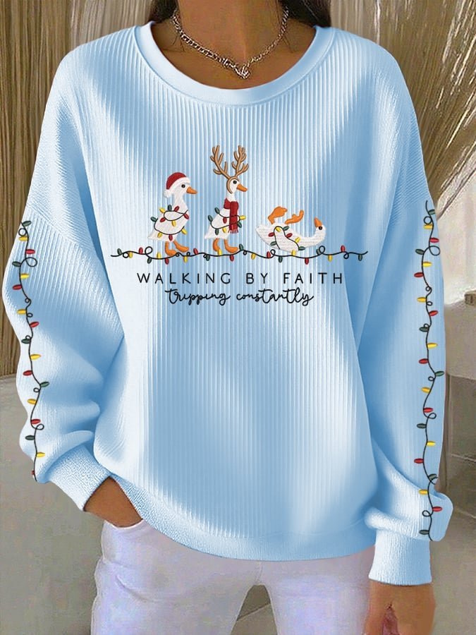 Casual Crew Neck Christmas Sweatshirt