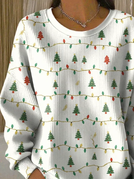 Casual Crew Neck Christmas Sweatshirt