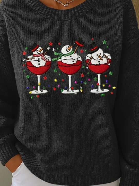 Women Imitation Cashmere Santa Claus Long Sleeve Comfy Vintage Sweater