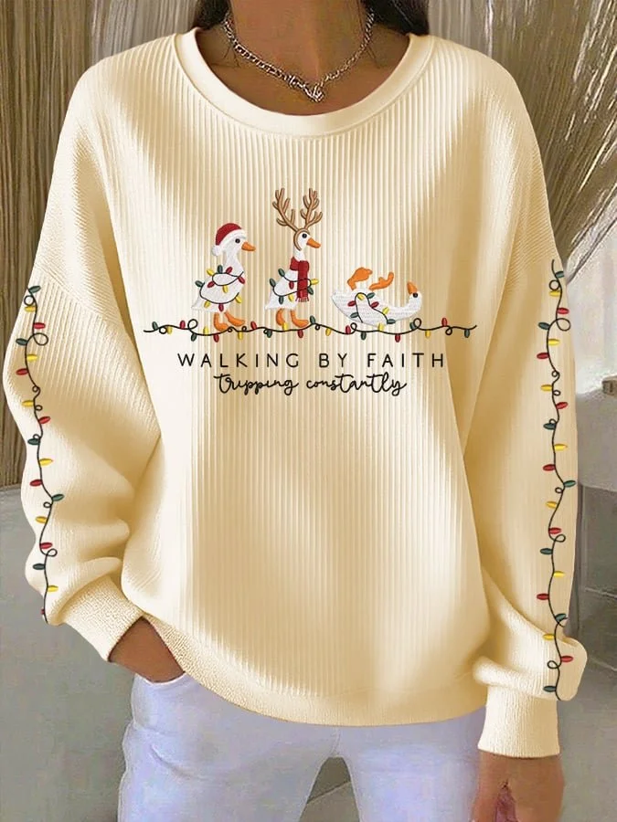 Casual Crew Neck Christmas Sweatshirt