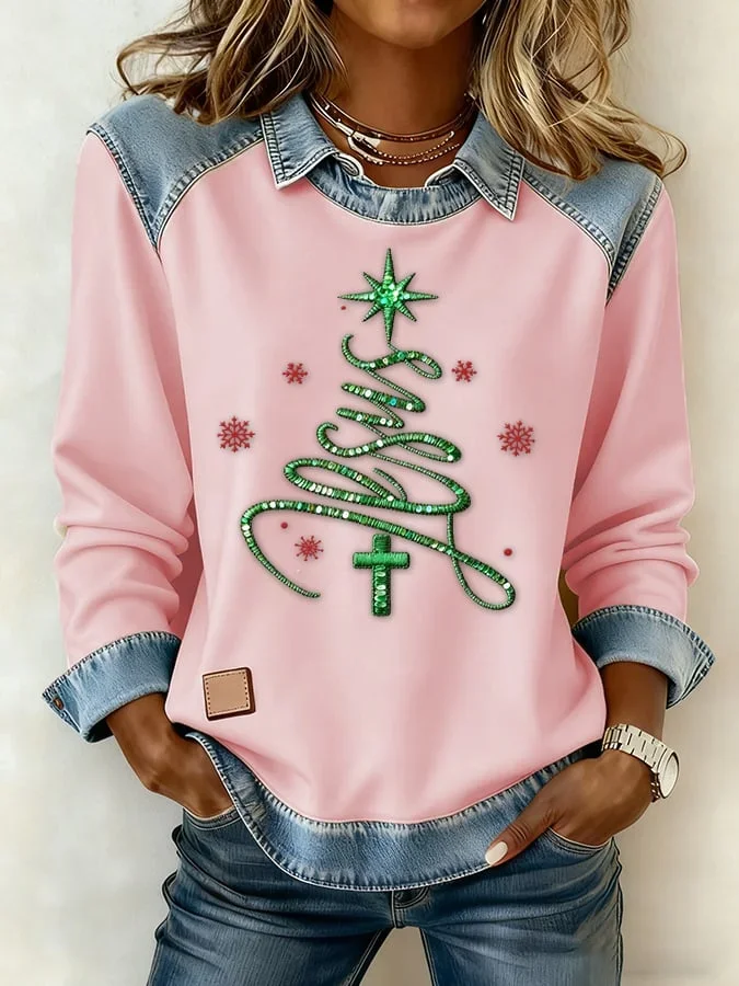 Vintage Shawl Collar Christmas Sweatshirt