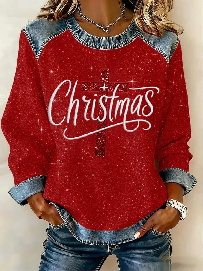 Vintage Crew Neck Christmas Sweatshirt Printing