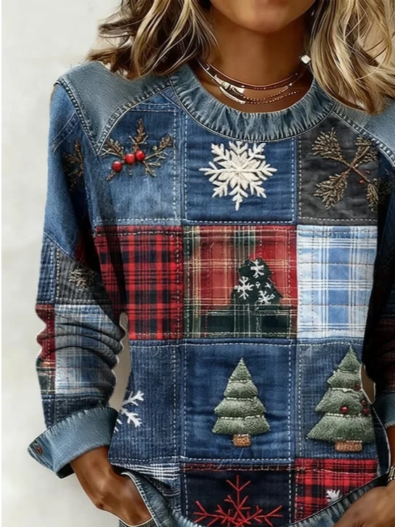 Vintage Crew Neck Christmas Sweatshirt Printing