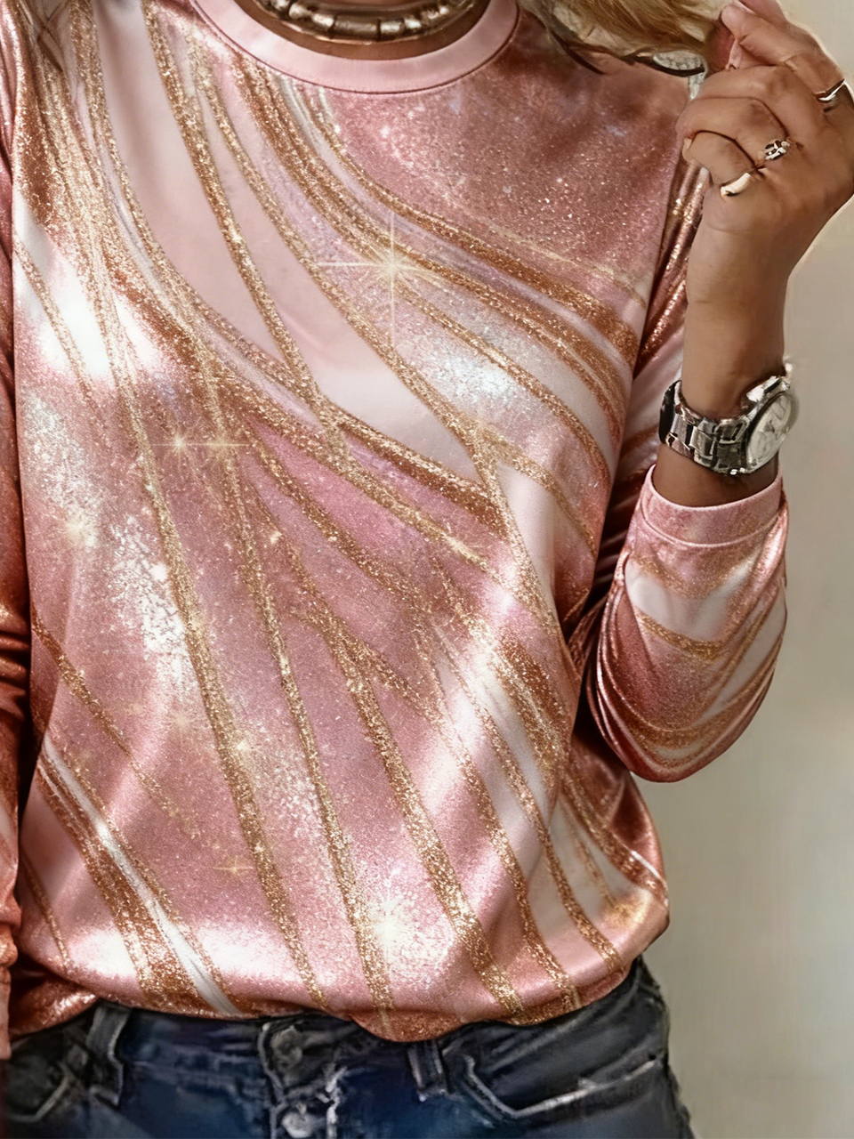 Vintage Striped Crew Neck Long Sleeve T-shirt