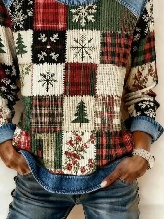 Vintage Crew Neck Christmas Sweatshirt Printing