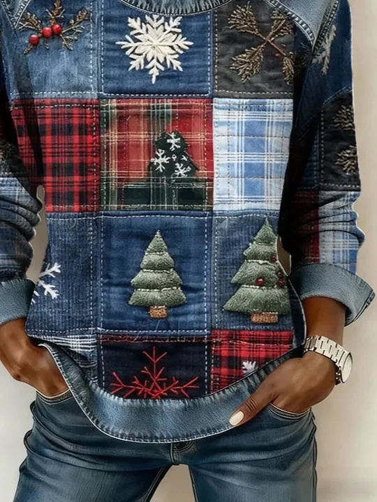 Vintage Crew Neck Christmas Sweatshirt Printing