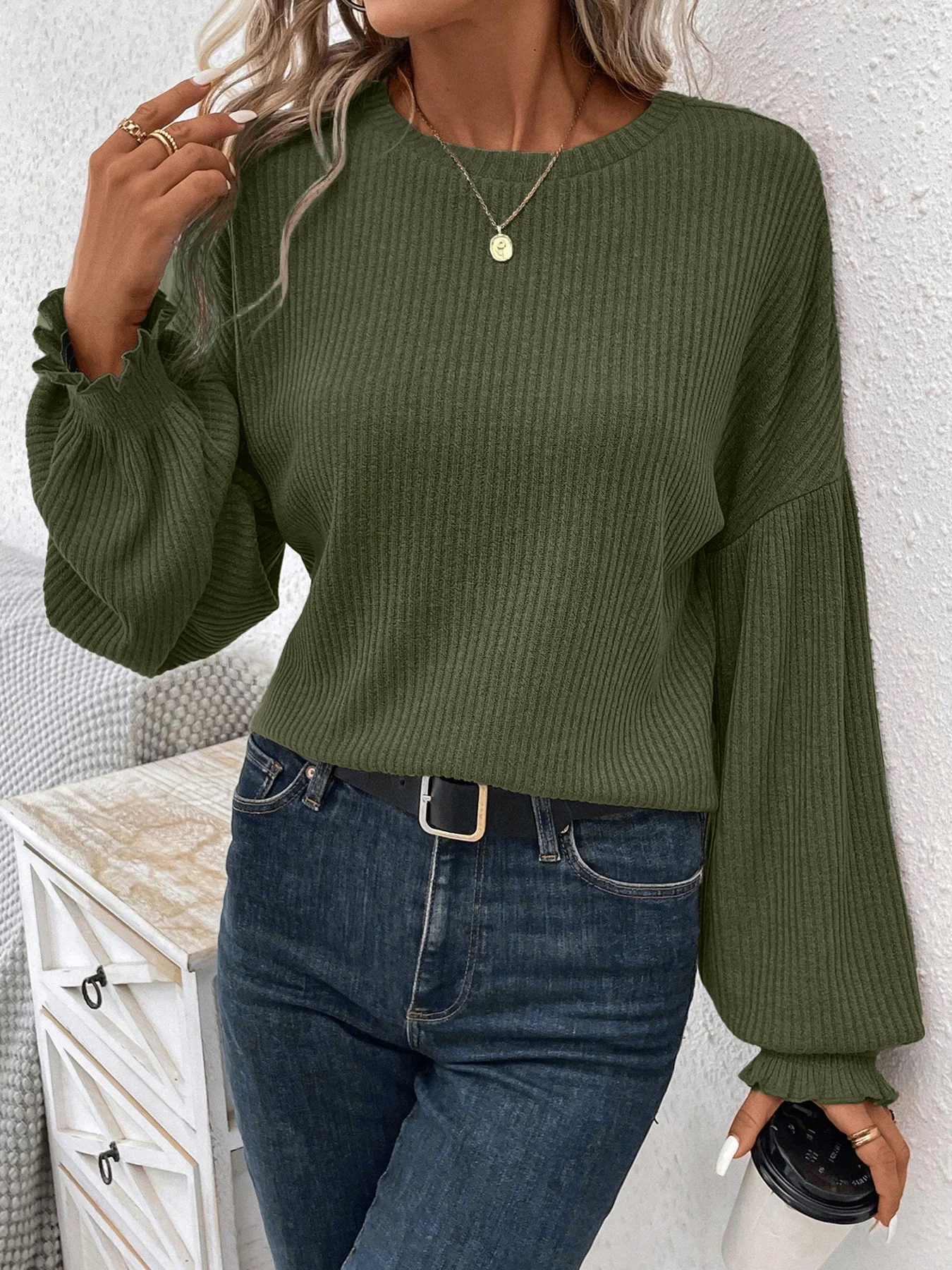 Crew Neck Modal Loose Elegant Knit Top
