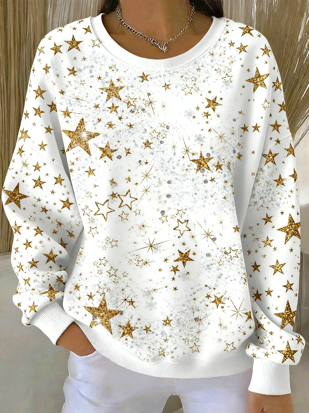 Vintage Crew Neck Star Sweatshirt
