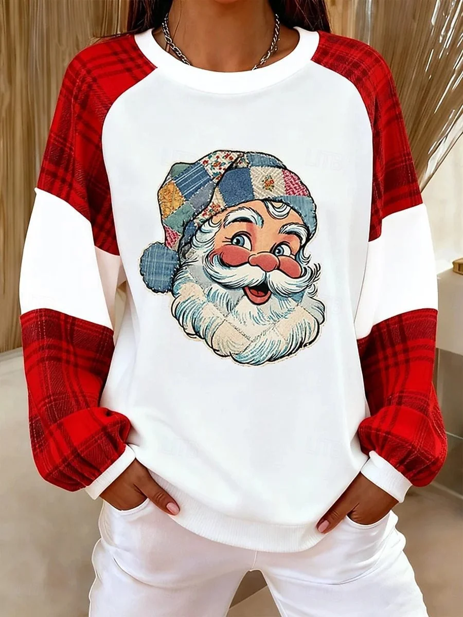 Casual Crew Neck Color Block Sweatshirt Printing