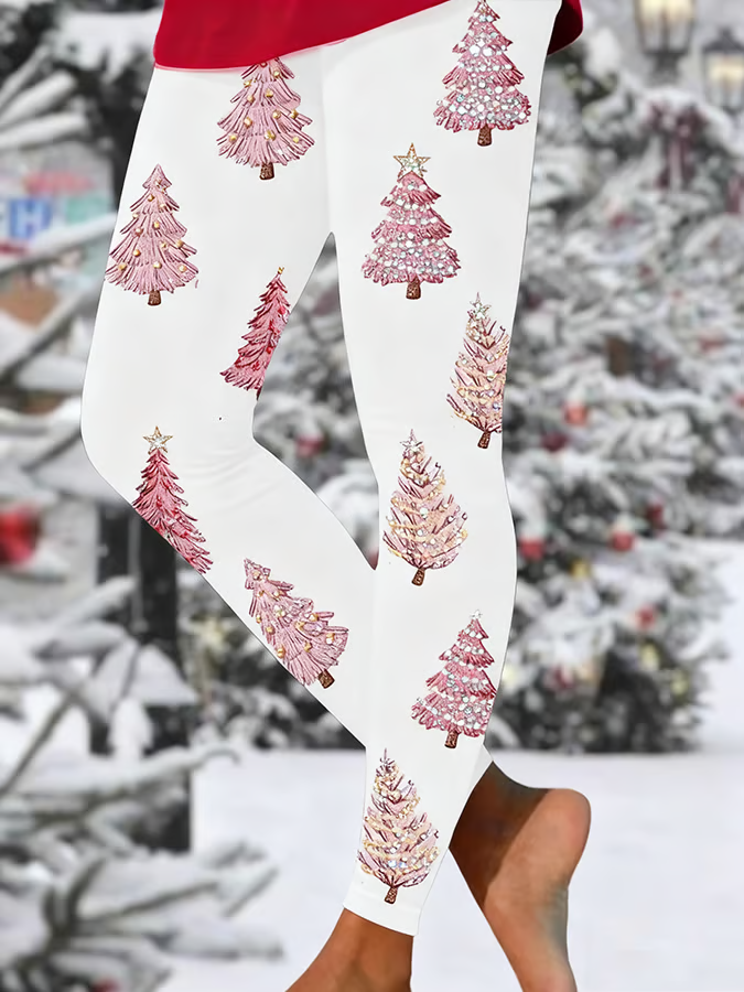 Women Christmas Casual All Season Printing Long Leggings