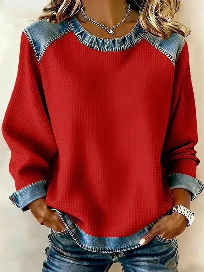 Vintage Crew Neck Plain Sweatshirt