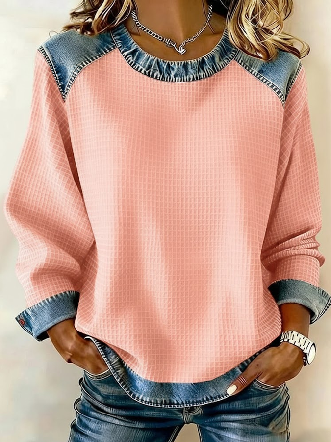 Vintage Crew Neck Plain Sweatshirt