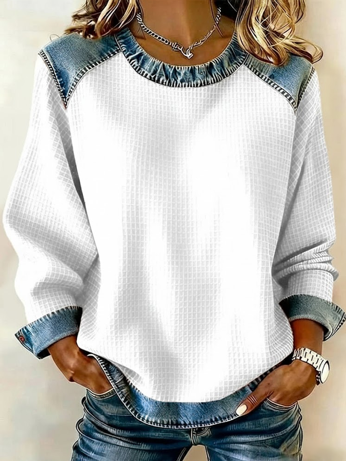 Vintage Crew Neck Plain Sweatshirt