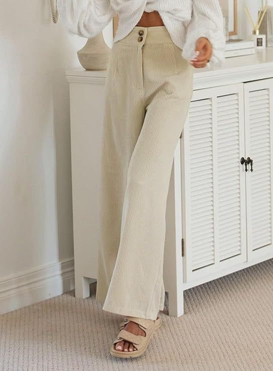 Women Plain Long Elastic Waist Pants Casual Spring/Fall Trousers