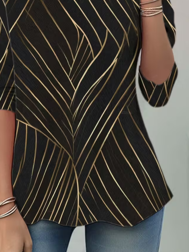 Casual Abstract Crew Neck Long Sleeve T-shirt