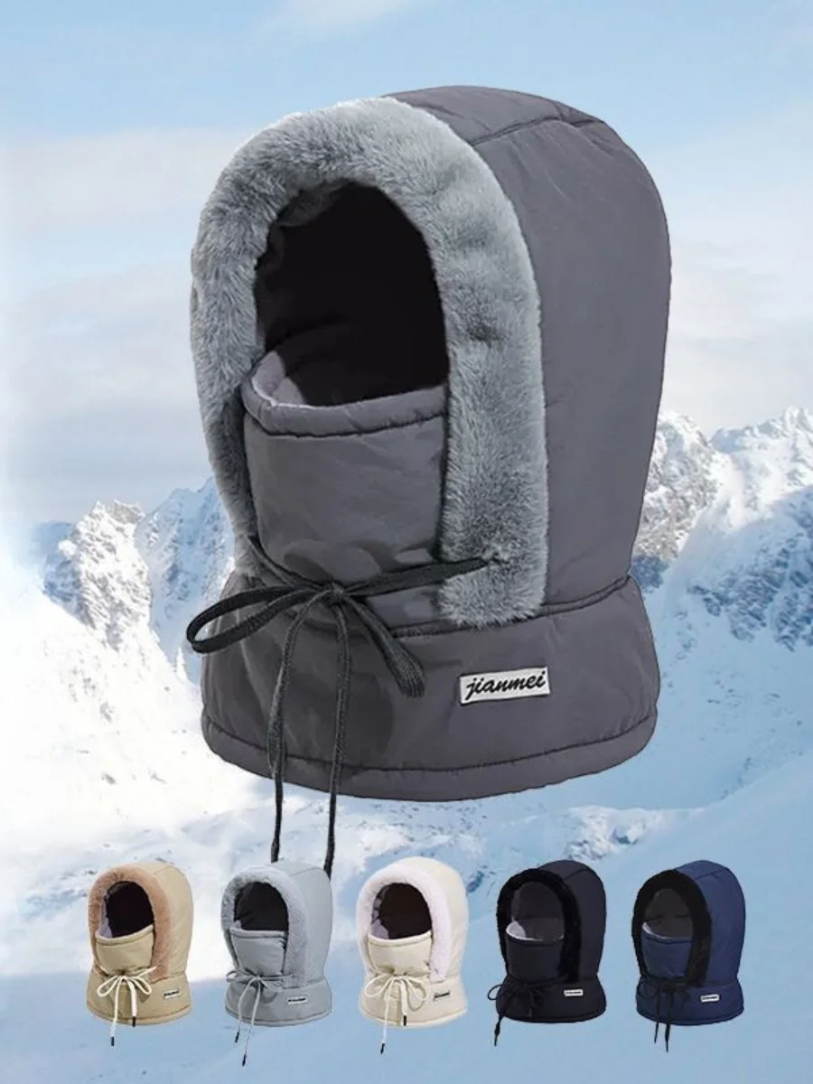 Winter Warm Lei Feng Hat Men's And Women's Ear-protecting Fleece-lined Thickened Cycling All-in-one Cold-proof Face Mask/neck Warmer Snow Hat