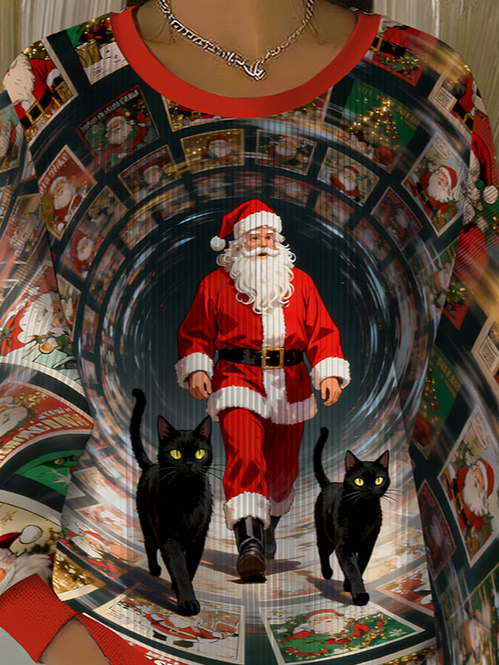 Casual Crew Neck Christmas Sweatshirt