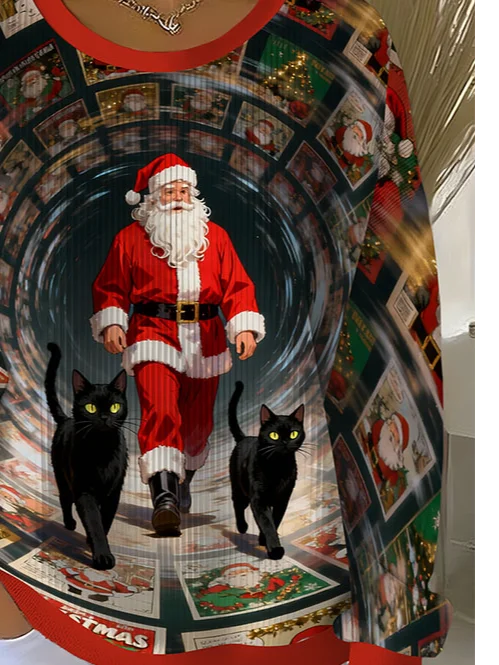 Casual Crew Neck Christmas Sweatshirt