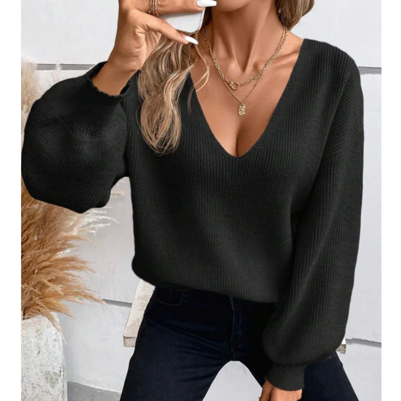 Women Plain Long Sleeve Comfy Elegant Sweater
