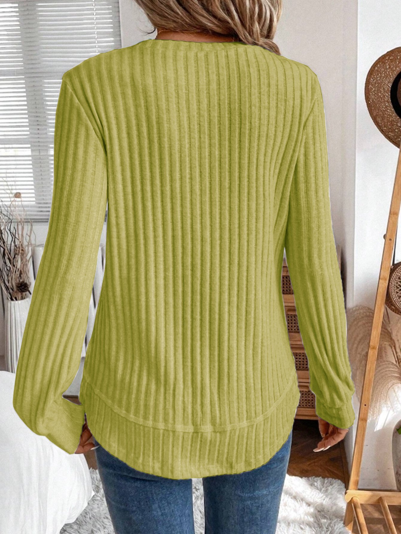 Plain Crew Neck Jersey Casual Knit Top