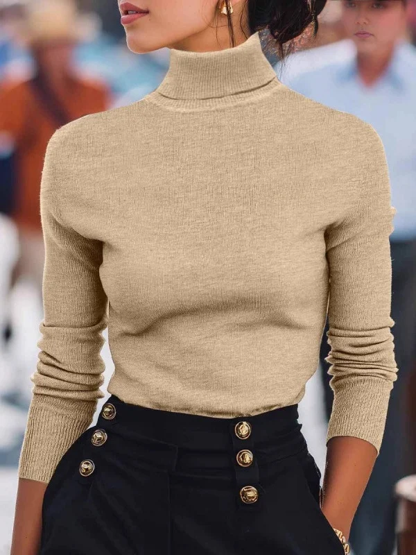 Women Plain Long Sleeve Comfy Street Split Joint Sweater