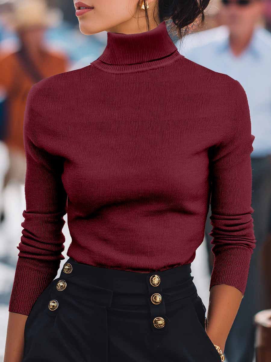 Women Plain Long Sleeve Comfy Street Split Joint Sweater