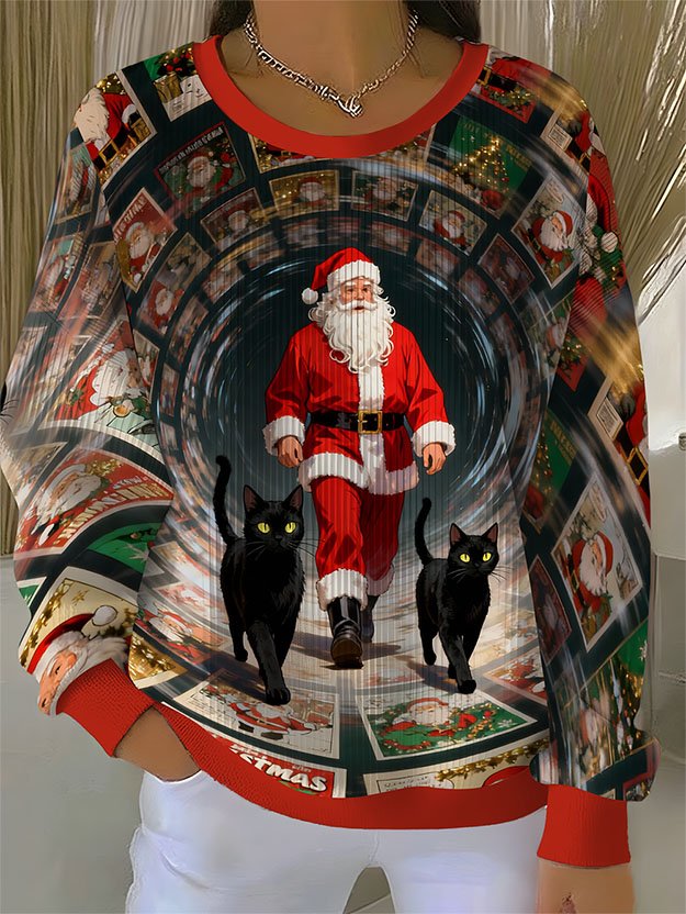 Casual Crew Neck Christmas Sweatshirt