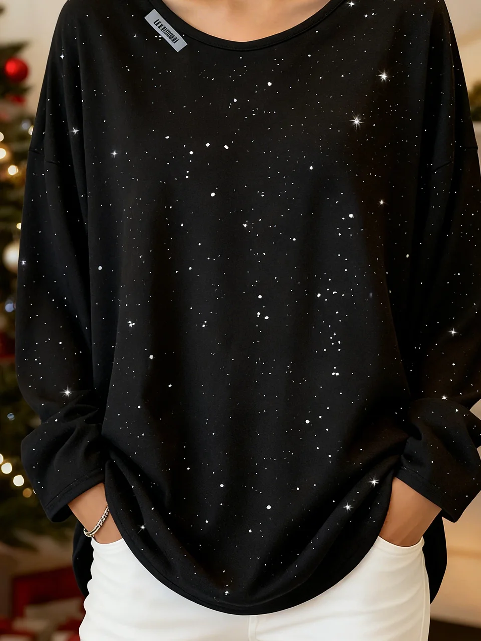 Casual Abstract Polka Dots V Neck Long Sleeve T-shirt