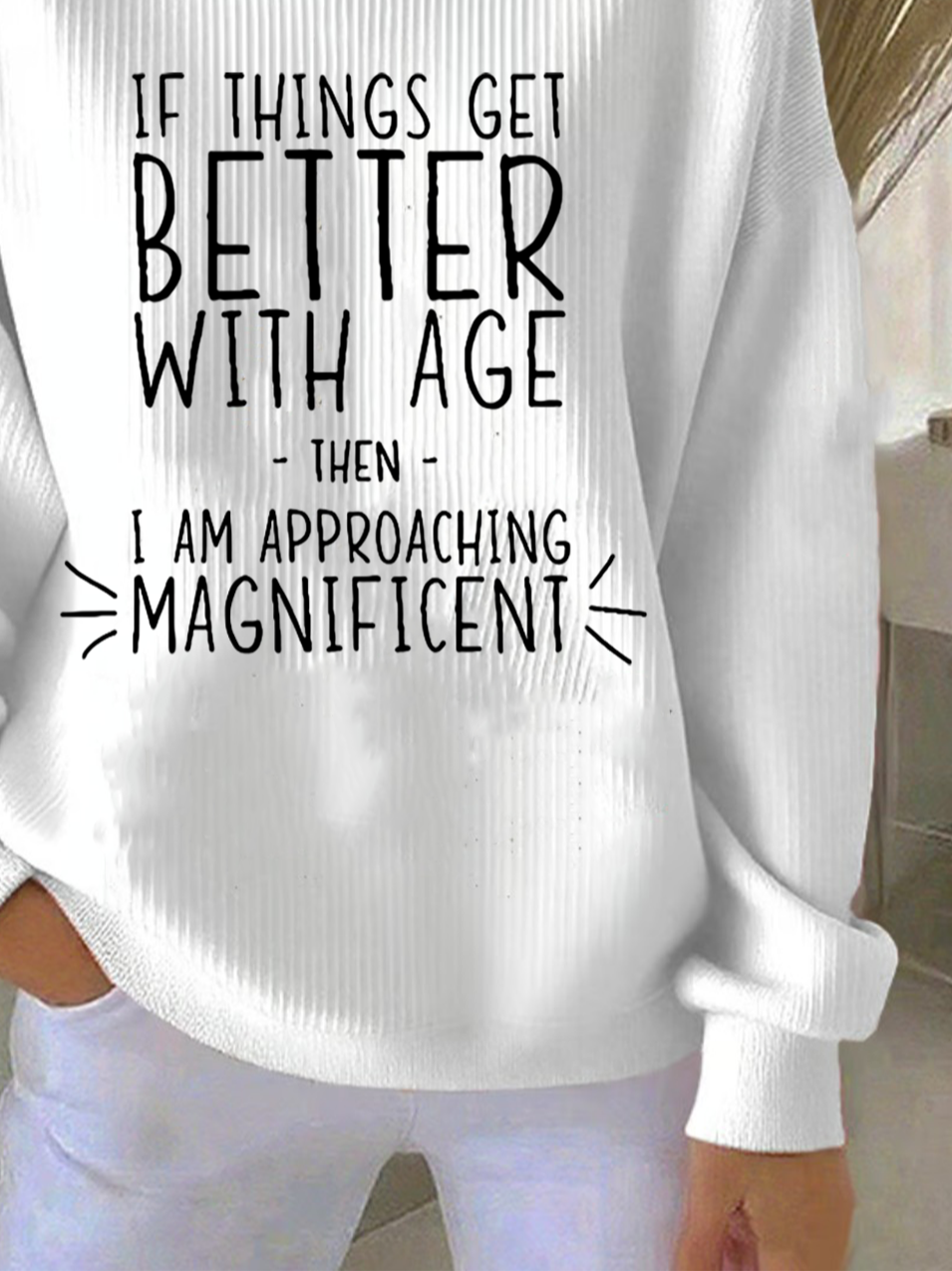 Vintage Crew Neck Letter Pattern Sweatshirt