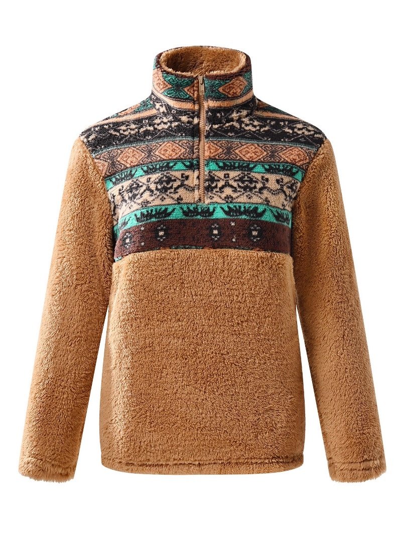 Vintage Stand Collar Geometric Sweatshirt Printing