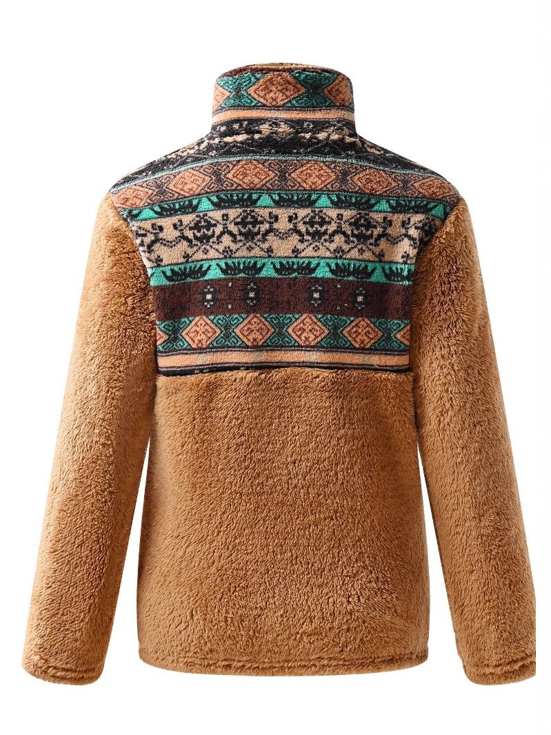 Vintage Stand Collar Geometric Sweatshirt Printing