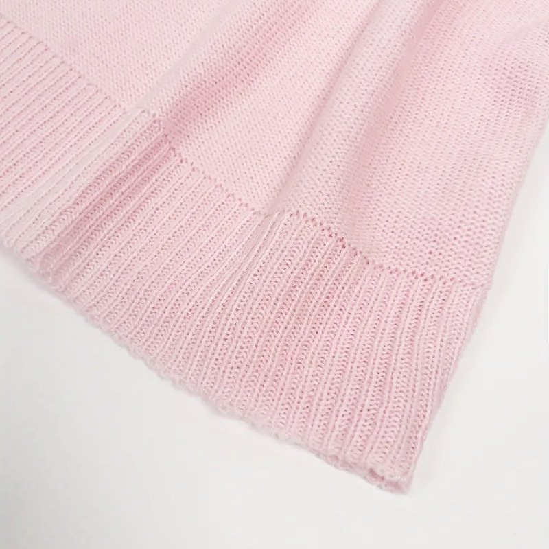 Geometric Elegant Crew Neck Loose Knit Top