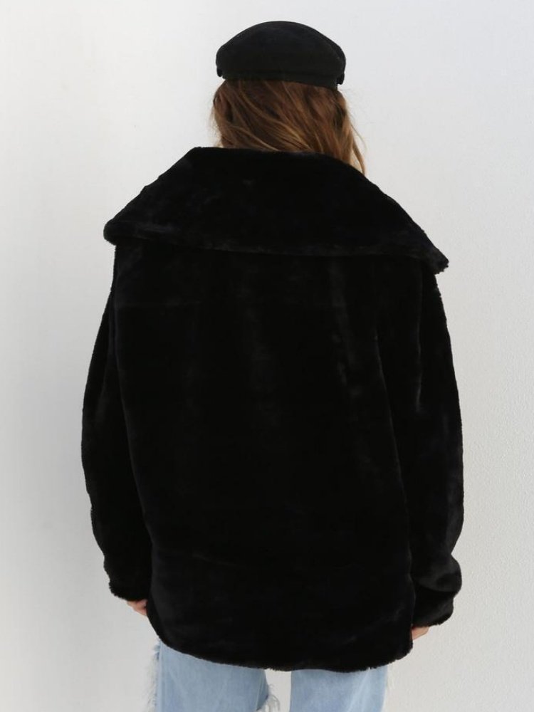 Women Spring/Fall Outerwear Casual Split Joint Plain Long Sleeve Lapel Collar Jacket