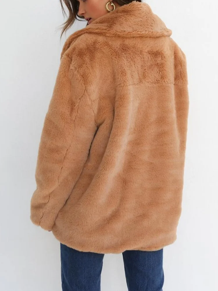 Women Spring/Fall Outerwear Casual Split Joint Plain Long Sleeve Lapel Collar Jacket