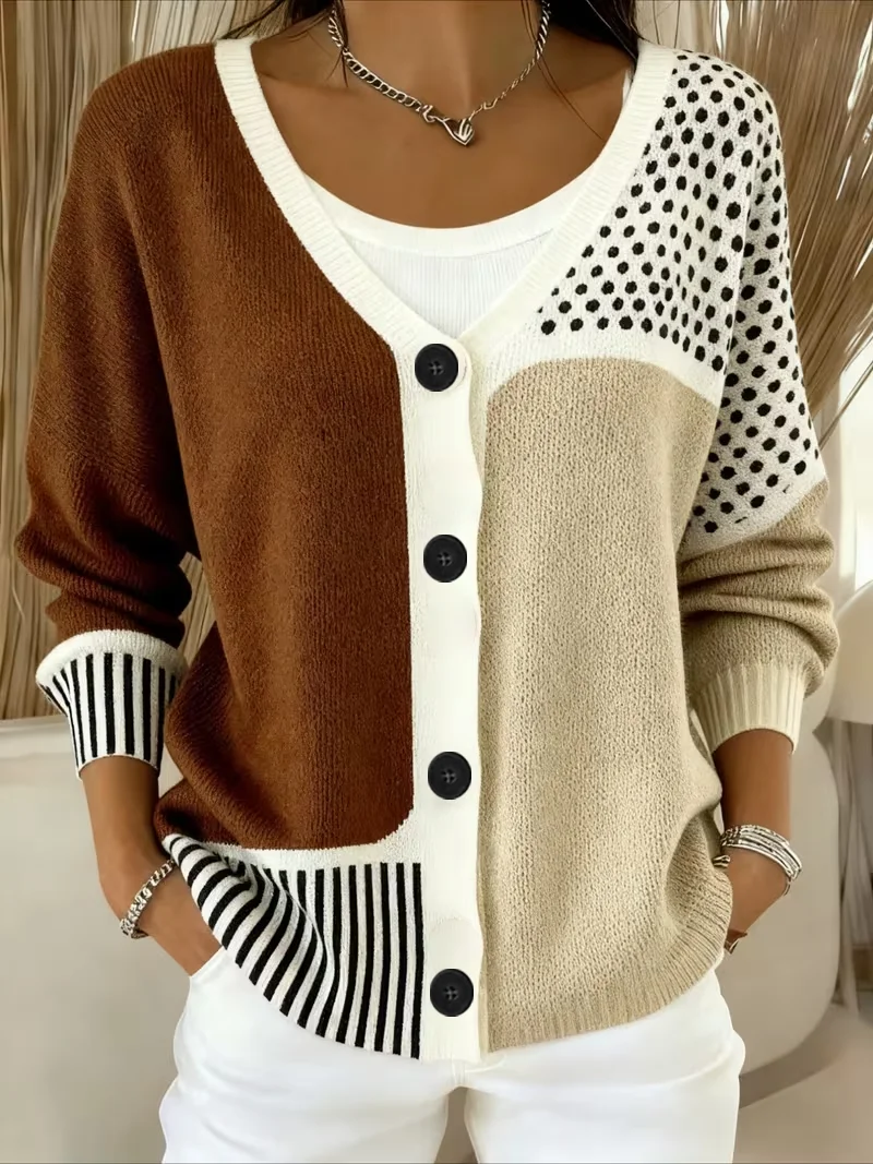 Women Abstract Long Sleeve Comfy Casual Cardigan