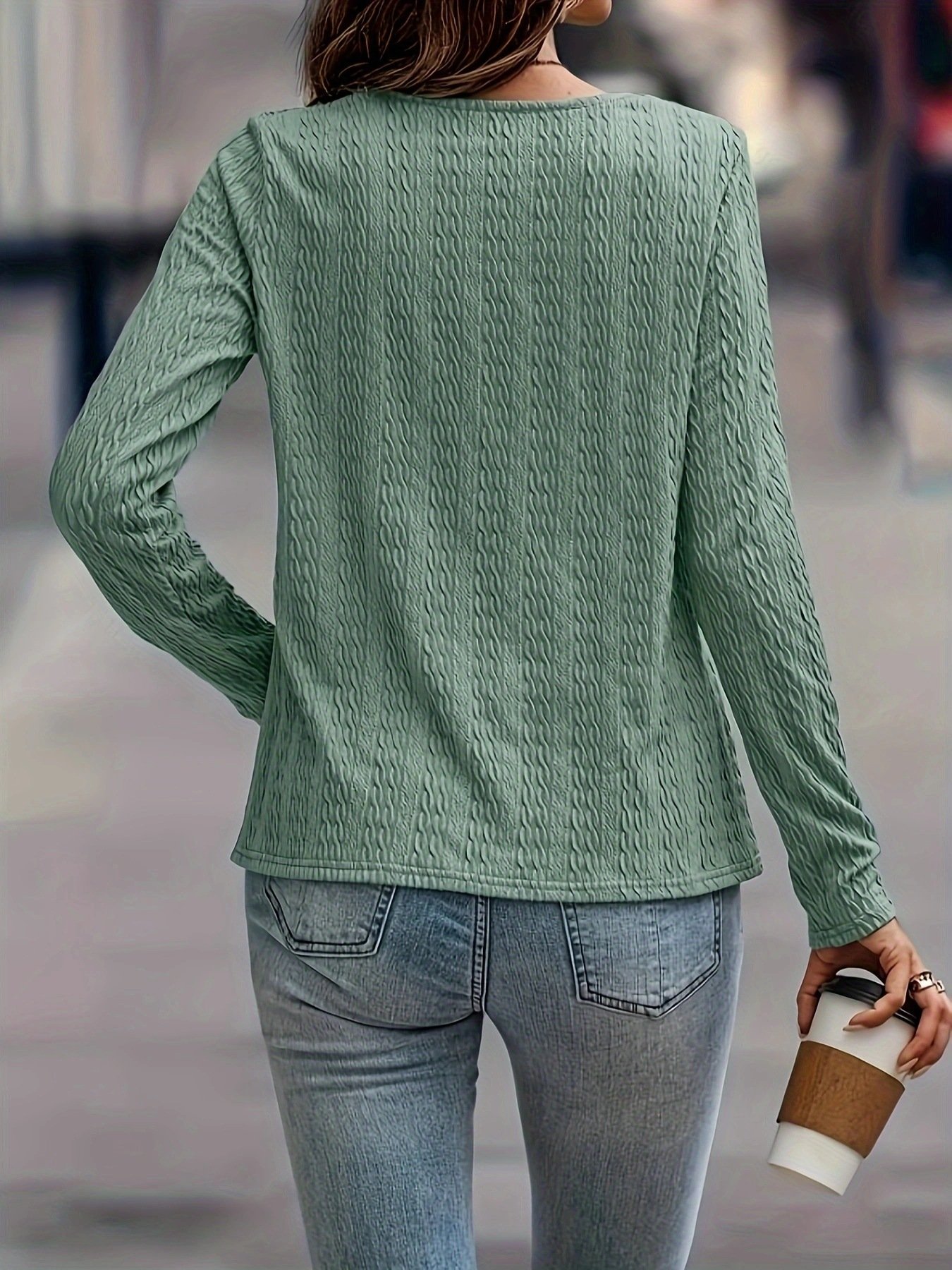 Casual Plain Crew Neck Long Sleeve T-shirt