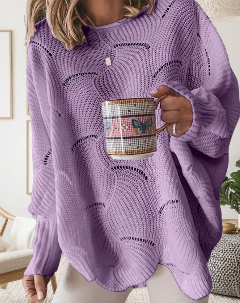 Casual Crew Neck Polyester Cotton Loose Knit Top