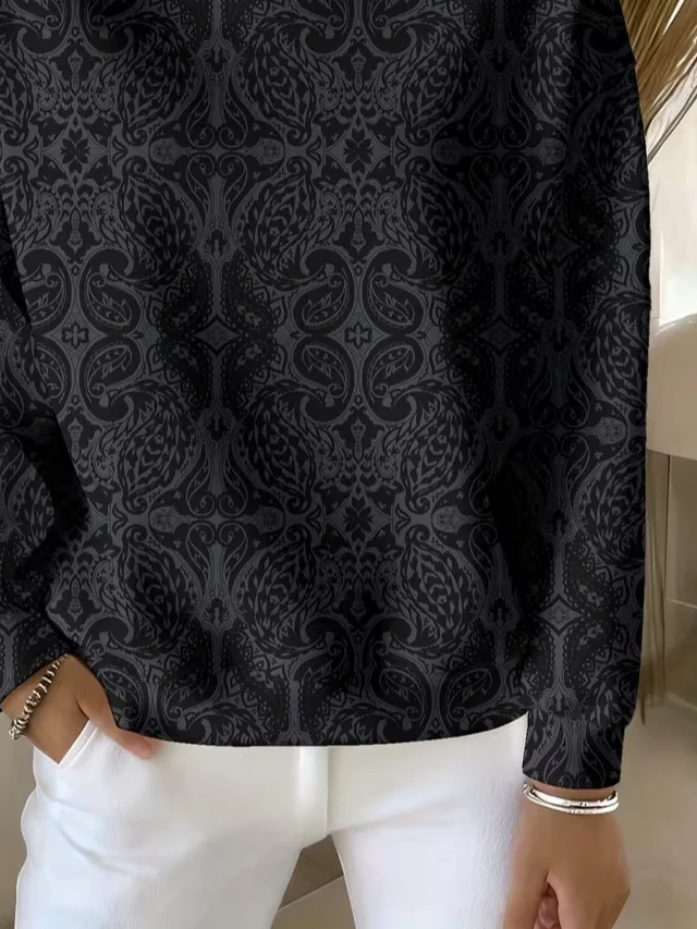 Casual Crew Neck Abstract Sweatshirt Printing