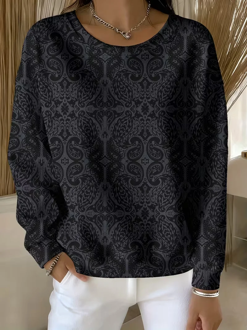 Casual Crew Neck Abstract Sweatshirt Printing