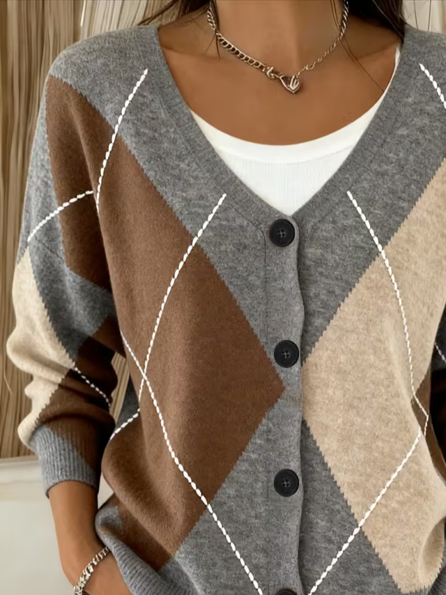 Women Abstract Long Sleeve Comfy Casual Cardigan