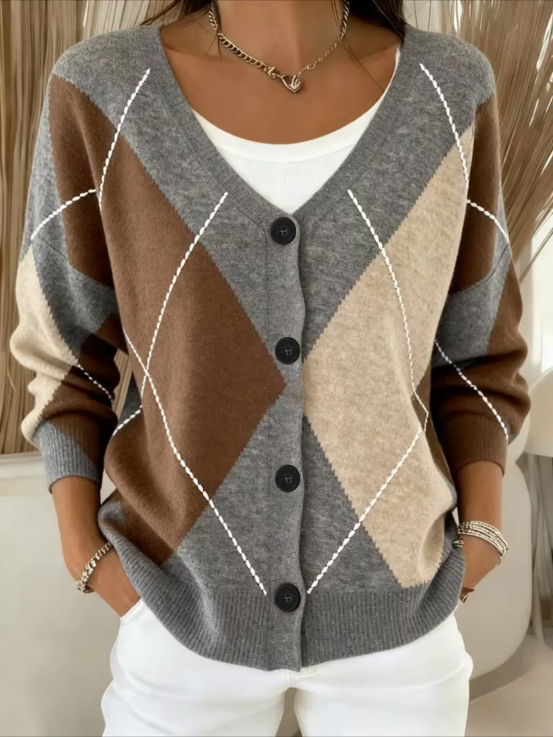 Women Abstract Long Sleeve Comfy Casual Cardigan