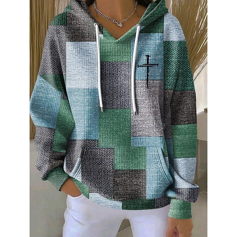 Casual Hoodie Plaid Hoodie