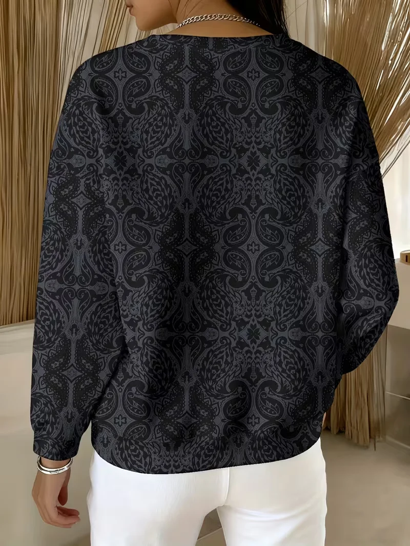 Casual Crew Neck Abstract Sweatshirt Printing