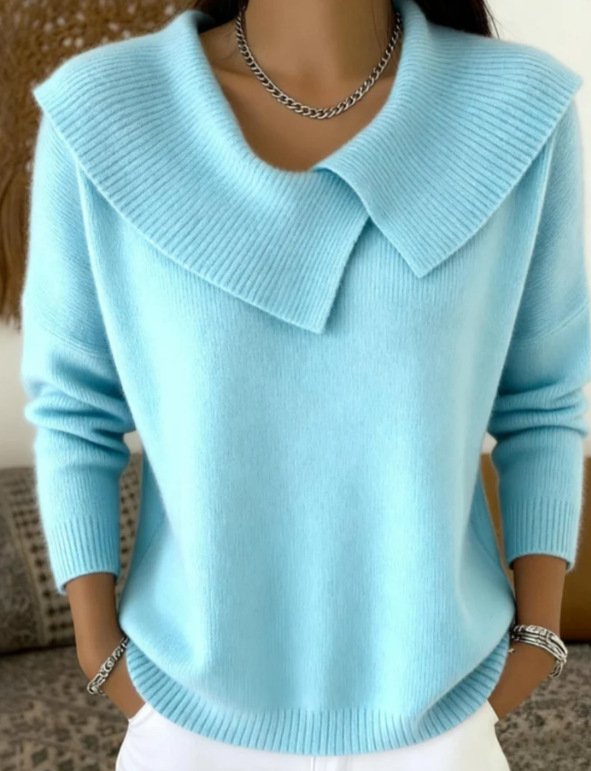Women Knitted Plain Long Sleeve Comfy Vintage Sweater