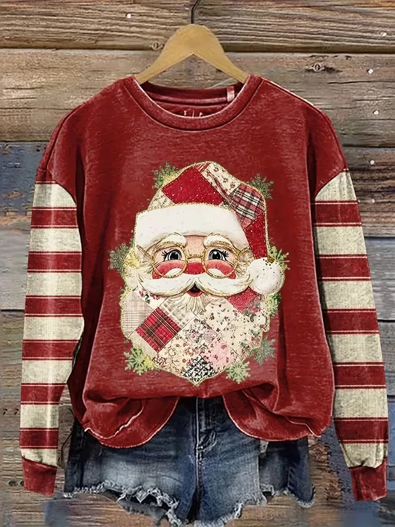 Casual Crew Neck Striped Sweatshirt Printing