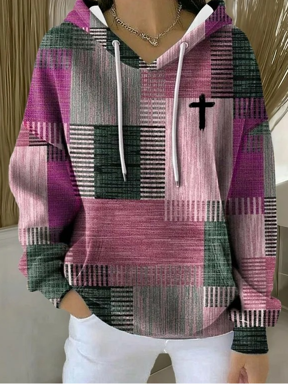 Casual Hoodie Plaid Hoodie