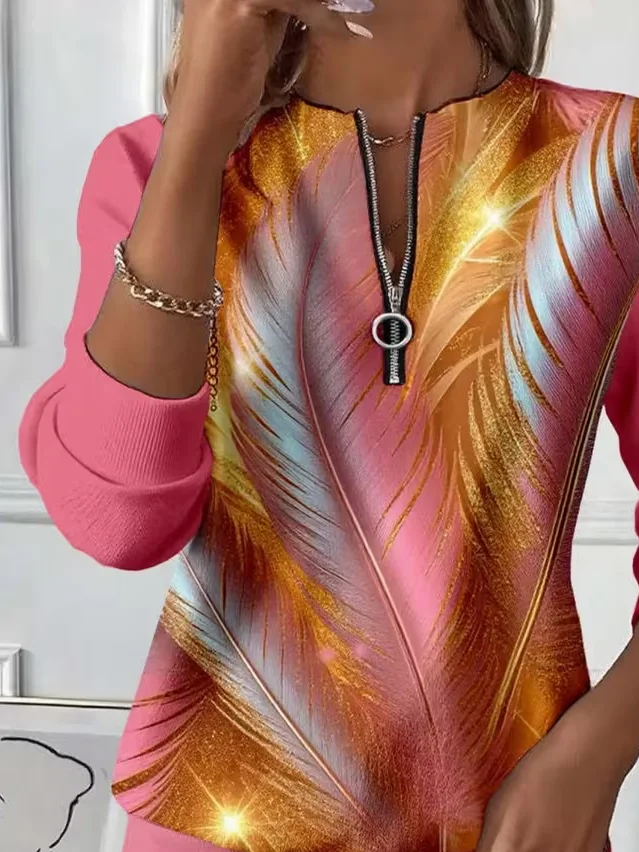 Casual Crew Neck Abstract Sweatshirt Printing