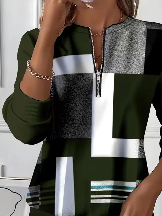 Casual Crew Neck Abstract Sweatshirt Printing