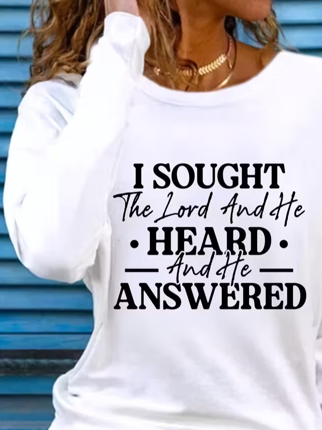 Casual Text Letters Crew Neck Long Sleeve T-shirt